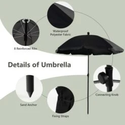 Tangkula 6PCS Patio Garden Dining Set W/ Round Table & 4 Folding Chairs & Umbrella -Tangkula GUEST b5b89791 b4f6 41f9 8319 0a77165974e0