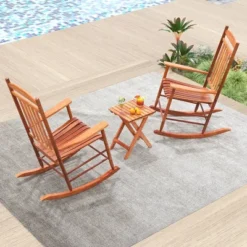 Tangkula 3PCS Patio Poplar Wood Rocking Bistro Set Outdoor Furniture Set For Garden 11 Tangkula 3PCS Patio Poplar Wood Rocking Bistro Set Outdoor Furniture Set For Garden -Tangkula GUEST b5d031cf bf7f 4f96 b72b 82d30d69bc2a