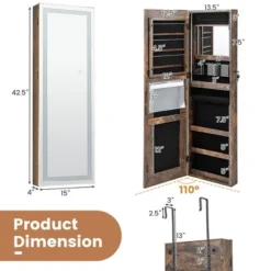 Tangkula LED Mirror Jewelry Cabinet Wall/Door Mounted Organizer Armoire W/ 3 Color Light 16 Tangkula LED Mirror Jewelry Cabinet Wall/Door Mounted Organizer Armoire W/ 3 Color Light -Tangkula GUEST b5ef5fd6 e7c7 4dd8 a069 d2a9cd145616