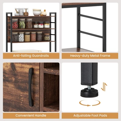 Tangkula 67" Bakers Rack W/ Power Outlet Coffee Bar Cabinet W/ S-Shaped Hooks 5 Tangkula 67" Bakers Rack W/ Power Outlet Coffee Bar Cabinet W/ S-Shaped Hooks - Image 5