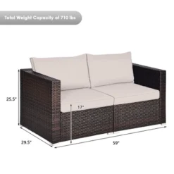 Tangkula 4PCS Rattan Corner Sofa Set Patio Outdoor Furniture Set W/ Beige Cushions -Tangkula GUEST b68ac724 d087 47d1 91f4 6186dd1cf176 1