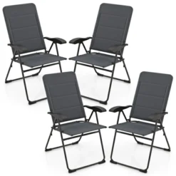 Tangkula 4PCS Patio Folding Chairs Back Adjustable Reclining Padded Garden Furniture -Tangkula GUEST b704a854 b77a 4c7d 9185 78cc957241b2