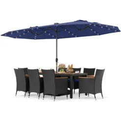 Tangkula 11 PCS Patio Dining Set W/ 15ft Double-Sided Patio Umbrella (Base Included) -Tangkula GUEST b75b3de3 5b43 4871 9f36 f08c70b6fbf7