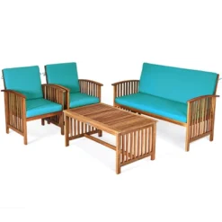 Tangkula 4PCS Patio Acacia Wood Sofa Set Conversation Couch Coffee Table With Cushions 19 Tangkula 4PCS Patio Acacia Wood Sofa Set Conversation Couch Coffee Table With Cushions -Tangkula GUEST b7a948e2 5fda 4a79 963d d27f03d72ee7