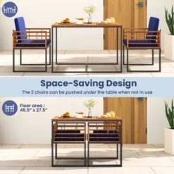 Tangkula 3 Piece Outdoor Dining Set 2 Acacia Wood Armchairs W/ 43.5 Inch Dining Table -Tangkula GUEST b7bf1f26 0eb2 4054 8f51 474268721250