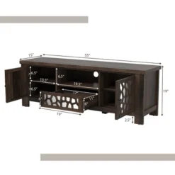Tangkula 55" Retro TV Stand Media Entertainment Center W/ Mirror Doors & Drawer Brown -Tangkula GUEST b7d860c2 f7e6 4a39 ad72 d2949734039a