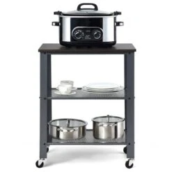 Tangkula Kitchen Utility Cart Industrial Coffee End Table W/Wheels Black/Silver -Tangkula GUEST b808a67a a7bc 4622 ac52 3ec86ec3e7c4
