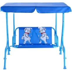 Tangkula Kids Patio Porch Bench Swing W/ Safety Belt Canopy Outdoor Furniture Blue -Tangkula GUEST b86d28ce f134 415e a4f6 5165a01869a0