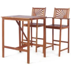 Tangkula 3-Piece Dining Table Set Acacia Wooden Table & Chair Set For Outdoor & Indoor Natural -Tangkula GUEST b8a655b8 660a 41ca 8d72 d7998d334723
