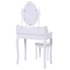 Tangkula Oval Mirror 4 Drawer Vanity Mirror Makeup Table W/ Cushioned Stool White 7 Tangkula Oval Mirror 4 Drawer Vanity Mirror Makeup Table W/ Cushioned Stool White -Tangkula GUEST b8ebf1c2 1f3a 4f6d 8681 5e65a99ebe4c
