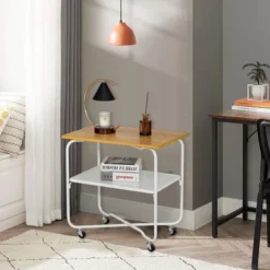 Tangkula 2-Tier Folding Rolling Cart Kitchen Utility Cart Tool-Free Installing -Tangkula GUEST b90e0619 afb8 49fd 9f3d 532114a10096