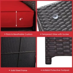 Tangkula 6 Piece Patio Sofa & Fire Table Set Outdoor Rattan Sectional Sofa Set W/ Storage Box Red 10 Tangkula 6 Piece Patio Sofa & Fire Table Set Outdoor Rattan Sectional Sofa Set W/ Storage Box Red -Tangkula GUEST b92a3a76 3ef0 4060 bcc7 e1c15693d30a