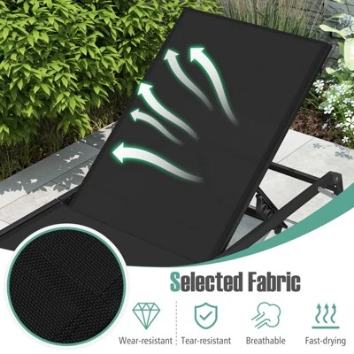 Tangkula Lounge Chair Outdoor Set Of 2 Foldable Patio Chaise Lounge Chairs With 5-Position Adjustable Backrests Heavy Duty Metal Frame No Assembly 4 Tangkula Lounge Chair Outdoor Set Of 2 Foldable Patio Chaise Lounge Chairs With 5-Position Adjustable Backrests Heavy Duty Metal Frame No Assembly - Image 4