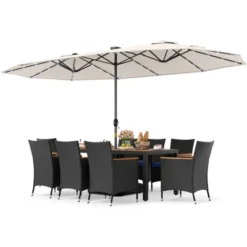 Tangkula 11 PCS Patio Dining Set W/ 15ft Double-Sided Patio Umbrella (Base Included) -Tangkula GUEST b99419db c027 4ddf 8b04 1fd6fdfd4cee