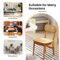 Tangkula Rattan Dining Chairs Set Of 2 Kitchen Dining Chairs With Simulated Rattan Backrest & Wood Frame 11 Tangkula Rattan Dining Chairs Set Of 2 Kitchen Dining Chairs With Simulated Rattan Backrest & Wood Frame -Tangkula GUEST b9c8f598 87c3 41f2 83d3 e9a9c960b720