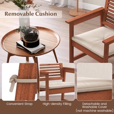 Tangkula Outdoor Hardwood Armchairs Set Of 2/4 Weather-resistant Slatted Armchairs W/Removable Cushions 5 Tangkula Outdoor Hardwood Armchairs Set Of 2/4 Weather-resistant Slatted Armchairs W/Removable Cushions - Image 5