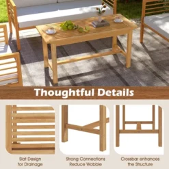 Tangkula 36"Patio Coffee Table Solid Wood Coffee Table W/ Slatted Tabletop Natural -Tangkula GUEST ba486691 3c65 4d2b a567 8aa2f5eca02b