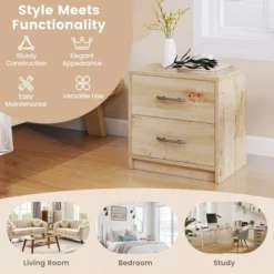 Tangkula 2PCS 2-Drawer Nightstand Modern Bedside Table W/ Storage For Living Room Bedroom -Tangkula GUEST ba4f2afa f69d 499a 9761 434f2f3f0e60