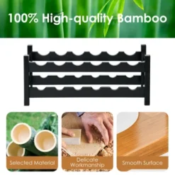 Tangkula 2-Tier Bamboo Drinks Rack 12 Bottles Display Storage Shelf Holder Kitchen Coffee -Tangkula GUEST ba5cafdb b2cf 4d49 8e2c f7f173f13c23