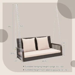 Tangkula Wicker Outdoor Porch Swing 800 LBS Capacity Outdoor Swing Bench W/ Hanging Chains 17 Tangkula Wicker Outdoor Porch Swing 800 LBS Capacity Outdoor Swing Bench W/ Hanging Chains -Tangkula GUEST ba7f220c 9dca 4caa 8de2 7a12e4e4524a