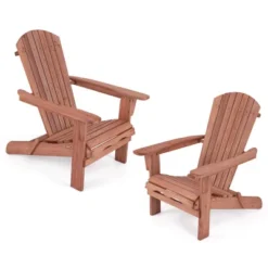 Tangkula Folding Adirondack Chair Set Of 2 W/ High Backrest & Wide Armrests Wooden -Tangkula GUEST ba94ddda 25e4 40e6 a89d 9439414d92b5