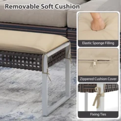 Tangkula 43 Inch Patio Rectangle Ottoman W/ Metal Legs & Seat Cushion -Tangkula GUEST baa796ff b4fa 46ff 9b29 ffd28cf2cc1f 1