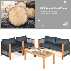 Tangkula 8PCS Acacia Wood Outdoor Patio Furniture Set Cushioned Sofa W/Nylon Rope Armrest 15 Tangkula 8PCS Acacia Wood Outdoor Patio Furniture Set Cushioned Sofa W/Nylon Rope Armrest -Tangkula GUEST bab27849 f977 46bb 8415 7e0c3af2a0a2