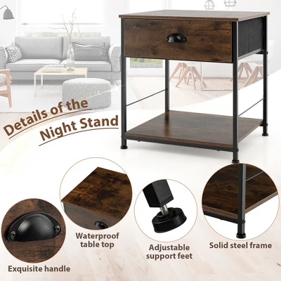 Tangkula 2-tier Nightstand Bedside End Sofa Coffee Table For Bedroom Living Room 9 Tangkula 2-tier Nightstand Bedside End Sofa Coffee Table For Bedroom Living Room - Image 9