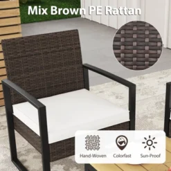 Tangkula Set Of 4 PE Rattan Patio Conversation Set Outdoor Porch Chairs Loveseat With Coffee Table And Soft Cushions Metal Frame 13 Tangkula Set Of 4 PE Rattan Patio Conversation Set Outdoor Porch Chairs Loveseat With Coffee Table And Soft Cushions Metal Frame -Tangkula GUEST bb389d75 5ad0 4479 b15e 5d88b7a73794 1