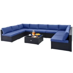 Tangkula 10PCS Rattan Furniture Set Outdoor Wicker Sofa Table Cushioned Seat Patio -Tangkula GUEST bb6f3990 9b64 4afa 93c5 cc4997093669
