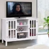 Tangkula Wood TV Stand Free Standing Storage Console Cabinet For 50” TV White/Walnut