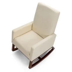 Tangkula Mid Century Rocking Chair Comfortable Rocker Modern High Back Armchair Beige -Tangkula GUEST bbac6499 a42b 4cf1 a3c0 03d721f52a70