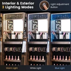 Tangkula LED Mirror Jewelry Cabinet Wall/Door Mounted Organizer Armoire W/ 3 Color Light 15 Tangkula LED Mirror Jewelry Cabinet Wall/Door Mounted Organizer Armoire W/ 3 Color Light -Tangkula GUEST bbb63d47 1528 411d a77b bf80be2720e9