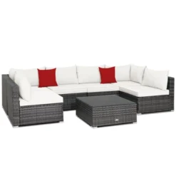Tangkula 7PCS Patio Rattan Sectional Sofa Set Outdoor Furniture Set W/ Cushions -Tangkula GUEST bbe612a3 63ec 4847 996a fb1d798ef4f9