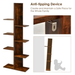 Tangkula Modern Multi-Layer Bookshelf Floor Standing Bookcase W/Anti-fall Device Storage Rack For Home Office Rustic -Tangkula GUEST bc410299 d20b 45f9 83c0 c4fcd88a40e7