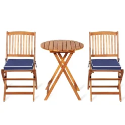 Tangkula 3PCS Folding Patio Conversation Set Acacia Wood Bistro Set W/ Cushions -Tangkula GUEST bc664e2a 903f 4945 9ba2 2a89317a3a3e