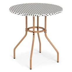 Tangkula 27.5" Outdoor Bistro Table PE Rattan Round Patio Side Table W/ Heavy Duty Metal Frame -Tangkula GUEST bc69b393 921d 4a0f acfd b5d8ac25e444