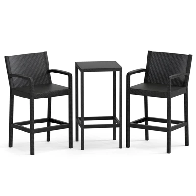 Tangkula 3 Piece Patio Bar Set Bistro Table & Chairs W/ Heavy-Duty Metal Frame 9 Tangkula 3 Piece Patio Bar Set Bistro Table & Chairs W/ Heavy-Duty Metal Frame - Image 9