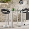 Tangkula Set Of 2 PU Leather Bar Stools Adjustable Kitchen Counter Chairs Black