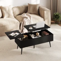 Tangkula Lift Top Coffee Table W/ Split Top & 2 Hidden Compartments Tapered Metal Legs -Tangkula GUEST bd5932ed ba3c 4d6c 94f9 ef04baf88ba5
