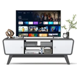 Tangkula Mid Century TV Stand For TVs Up To 55" Media Console Table Sliding Door -Tangkula GUEST bd81834b e5f9 48da ae6a 79378f3ba2ee