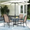 Tangkula Outdoor Dining Chairs Set Of 4 W/ Breathable Fabric Armrests High Back