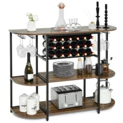 Tangkula Wine Rack Table Coffee Bar Cabinet Freestanding Liquor Stand Glass Holder 10 Tangkula Wine Rack Table Coffee Bar Cabinet Freestanding Liquor Stand Glass Holder -Tangkula GUEST bdc35858 5fa1 495f 87ab 7c413039b7e0