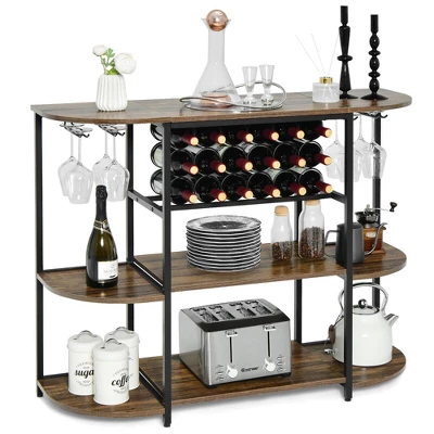 Tangkula Wine Rack Table Coffee Bar Cabinet Freestanding Liquor Stand Glass Holder 5 Tangkula Wine Rack Table Coffee Bar Cabinet Freestanding Liquor Stand Glass Holder - Image 5
