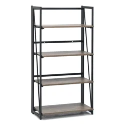 Tangkula 4 Tiers Folding Bookshelf Home Office Industrial Bookcase Standing Shelving Unit For Decorations & Storage -Tangkula GUEST bdca6e2f 604a 4ba7 91c3 69b151711d3d