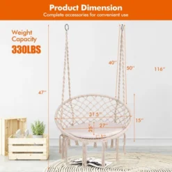 Tangkula Hanging Hammock Chair Macrame Swing Chair With Soft Cushion For Bedroom, Patio, Backyard, Balcony -Tangkula GUEST bdf2f733 ca34 4b5a b741 fe45fb2dd936