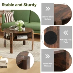 Tangkula Round Coffee Table With 4 Side Compartments 2-Tier Circle Coffee Table 14 Tangkula Round Coffee Table With 4 Side Compartments 2-Tier Circle Coffee Table -Tangkula GUEST be035d55 72f4 401f 9f7d d7a7429551a5