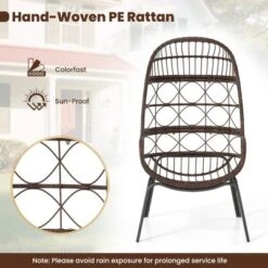 Tangkula PE Wicker Egg Chair Patio Cocoon Lounger W/ Comfortable Cushions & Metal Frame 16 Tangkula PE Wicker Egg Chair Patio Cocoon Lounger W/ Comfortable Cushions & Metal Frame -Tangkula GUEST be7448de bba6 4781 8e9a e5234aebd700