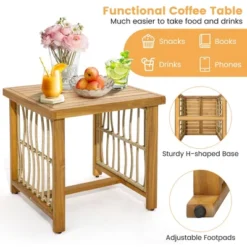 Tangkula 3PCS Patio Acacia Wood PE Wicker Furniture Set W/ Soft Seat & Back Cushions -Tangkula GUEST bec4c824 9b77 4a2b 99f7 541d2a6dae5f