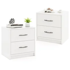 Tangkula 2PCS 2-Drawer Nightstand Modern Bedside Table W/ Storage For Living Room Bedroom -Tangkula GUEST bf085029 4266 4ec1 bce7 05ed1fd17596